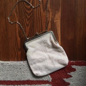 Vintage Pearl Evening Bag with Gold Chain